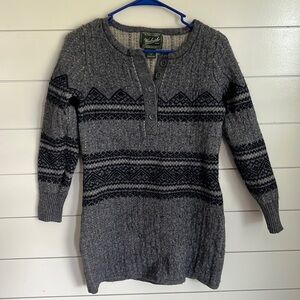 Woolrich Fair Isle Ladies Wool Petite Sweater Dress Tunic Size Medium ⚫️